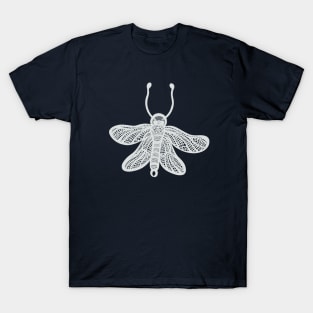 Owlfly Ink Art - cool animal design - on navy blue T-Shirt